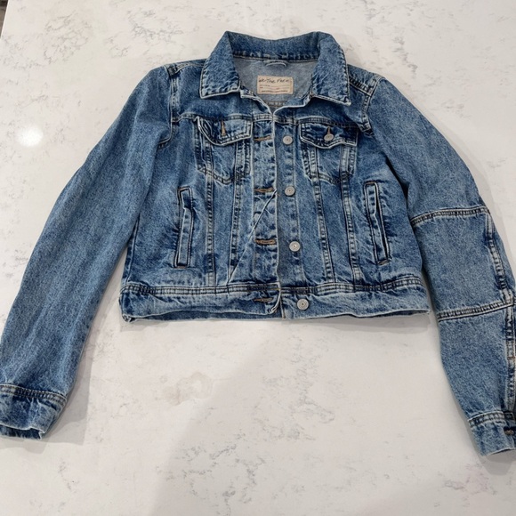 We The Free Jackets & Blazers - We The Free Light Blue Denim Jacket Flawed